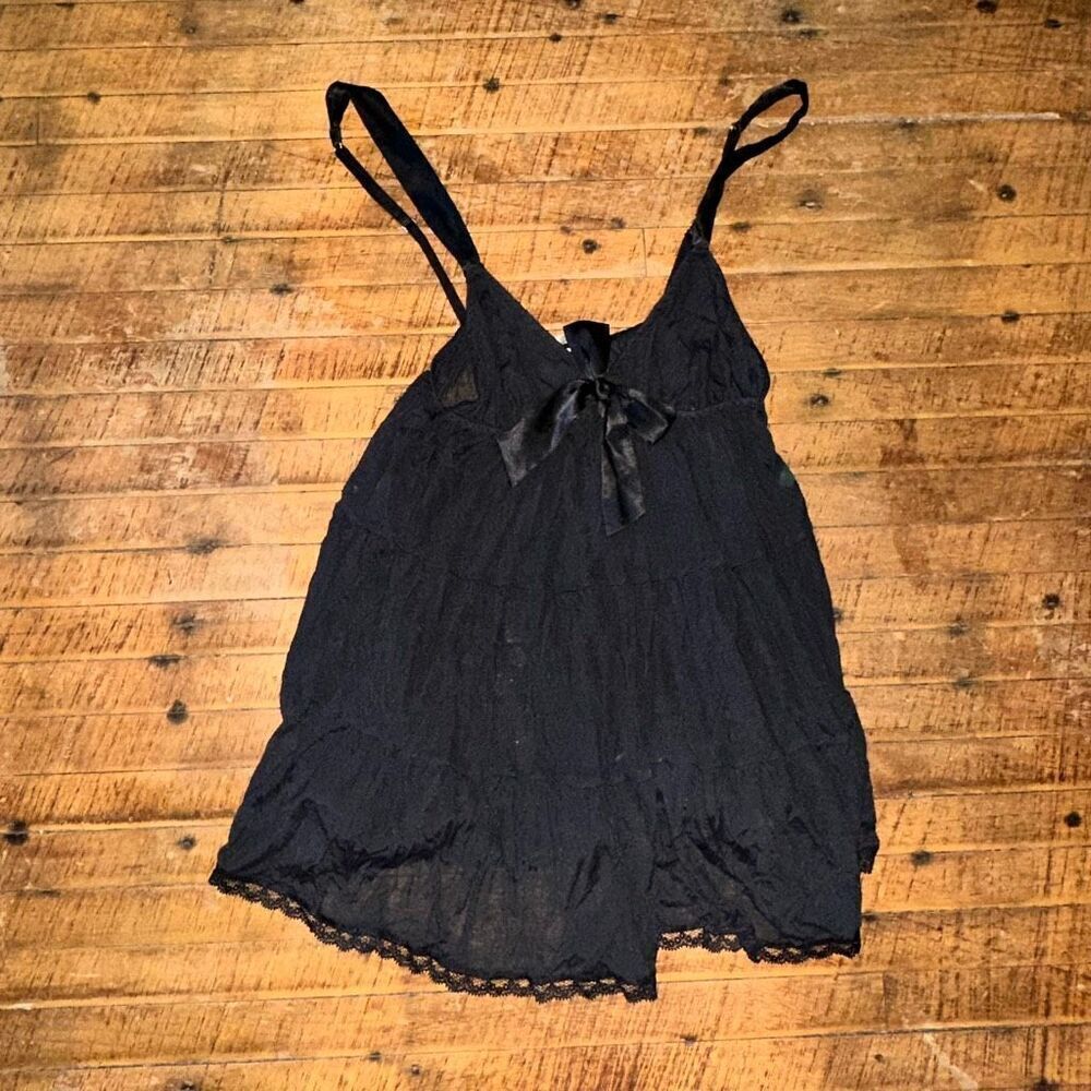 Victoria’s Secret black semi sheer ruffled sexy M cami